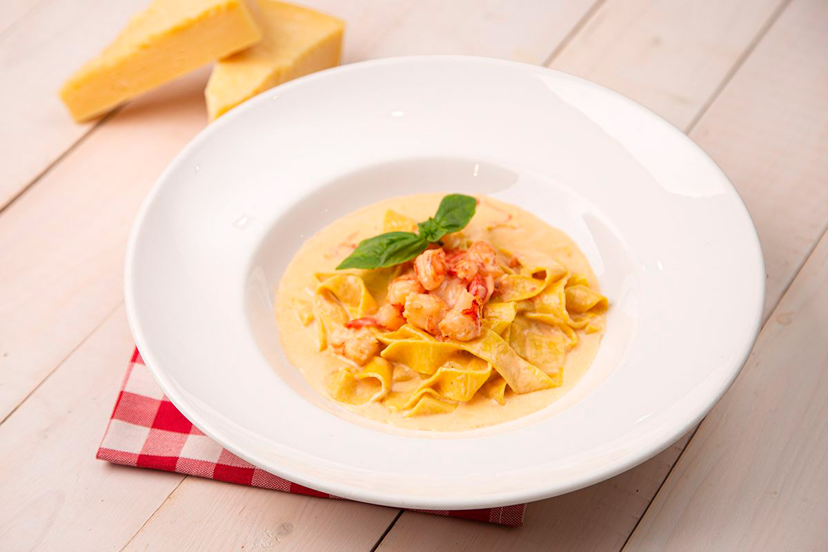 Паппарделле с креветками